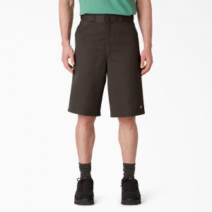 Grey Dickies Loose Fit Flat Front Work Men's Shorts | 420-HIBJQF