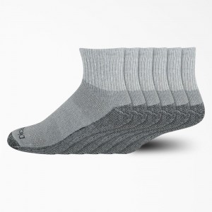 Grey Dickies Moisture Control Quarter 6-Pack Men's Socks | 705-WMVFNC