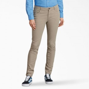 Grey Dickies Perfect Shape Skinny Fit Women's Pants | 749-NCKWUR