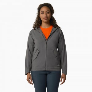 Grey Dickies Performance Hooded Women's Jacket | 603-OWCXSA