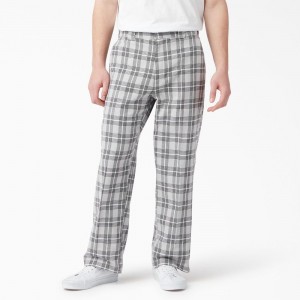 Grey Dickies Regular Fit Plaid Men's Pants | 230-NOGDYT