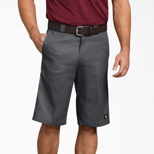 Grey Dickies Relaxed Fit Multi-Use Pocket Work Men's Shorts | 123-ZKAWSL