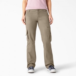 Grey Dickies Relaxed Fit Straight Leg Women's Cargo Pants | 639-OMHNSY