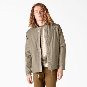 Grey Dickies Skateboarding Coaches Men's Jacket | 294-WHZGPF