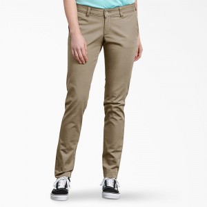 Grey Dickies Slim Fit Skinny Leg Women's Pants | 875-EOILYU