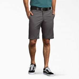 Grey Dickies Slim Fit Work Men's Shorts | 894-WBUAPI