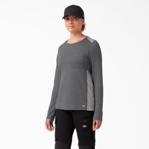 Grey Dickies Temp-iQ® 365 Long Sleeve Pocket Women's T-Shirt | 460-TGEZVF