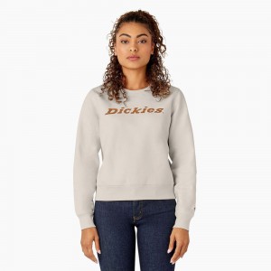 Grey Dickies Water Repellent Logo Women's Sweatshirt | 165-IGODJS