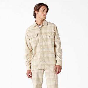 Khaki Dickies Alma Corduroy Men's Shirt | 605-ELTNMH