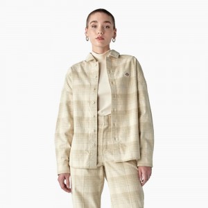 Khaki Dickies Alma Corduroy Women's Shirt | 943-FLVUAN