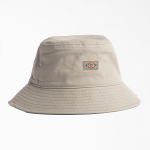 Khaki Dickies Canvas Bucket Men's Hat | 548-PJAWUD