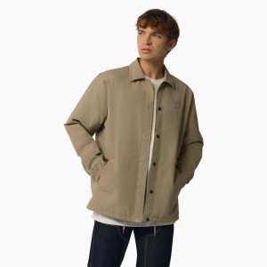 Khaki Dickies Oakport Coaches Men's Jacket | 503-LMOVWJ