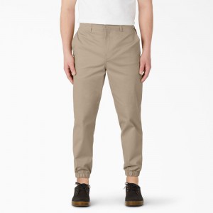 Khaki Dickies Regular Fit Cropped Jogger Men's Work Pants | 805-PBDZOS