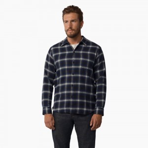 Navy Dickies 1922 Long Sleeve Men's Shirt | 178-DYFTXG