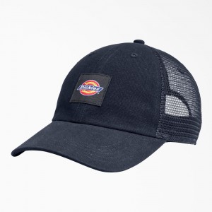 Navy Dickies Canvas Trucker Men's Hat | 130-AZPMWY