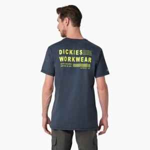 Navy Dickies Cooling Performance Graphic Men's T-Shirt | 731-EQAHZC