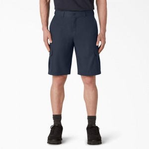 Navy Dickies FLEX Cooling Active Waist Regular Fit Cargo Men's Shorts | 325-BNKRSL