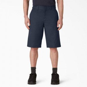 Navy Dickies FLEX Cooling Active Waist Regular Fit Men's Shorts | 327-AHOGRD