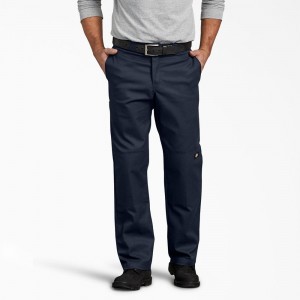 Navy Dickies FLEX Regular Fit Double Knee Men's Work Pants | 098-PFWYLT