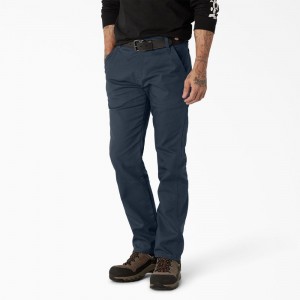 Navy Dickies FLEX Regular Fit Duck Carpenter Men's Pants | 095-IXFAKB