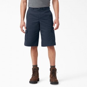 Navy Dickies FLEX Relaxed Fit Cargo Men's Shorts | 628-EXSBPI