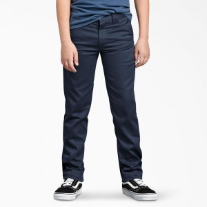 Navy Dickies FLEX Skinny Fit Kids' Pants | 076-AKYZMG