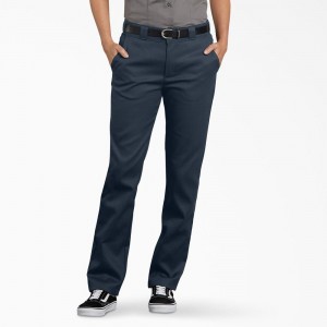 Navy Dickies FLEX Slim Fit Women's Pants | 765-ZFITBC