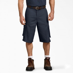 Navy Dickies Loose Fit Cargo Work Men's Shorts | 890-QWTCDP