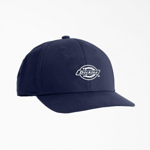 Navy Dickies Low Pro Logo Print Men's Cap | 784-HTDPVU