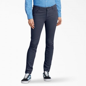 Navy Dickies Perfect Shape Skinny Fit Women's Pants | 874-UKVIAF