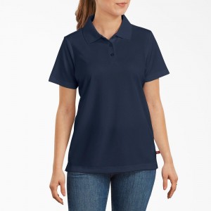 Navy Dickies Performance Women's Polo Shirt | 862-GUYQWB