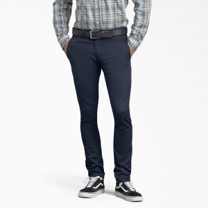 Navy Dickies Skinny Fit Men's Work Pants | 397-EUAPHY