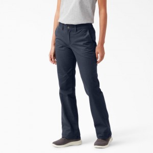 Navy Dickies Slim Fit Bootcut Women's Pants | 096-DSMIRJ