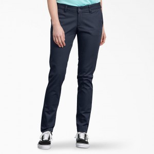 Navy Dickies Slim Fit Skinny Leg Women's Pants | 278-GNFPBV