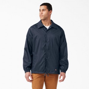 Navy Dickies Snap Front Men's Jacket | 413-KCNVYB