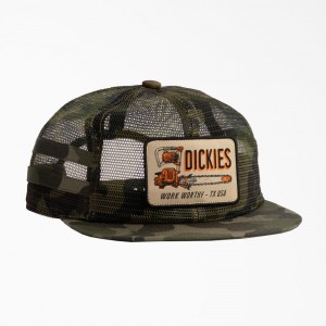 Olive Dickies Work Worthy Mesh Trucker Men's Hat | 395-KNBEUJ