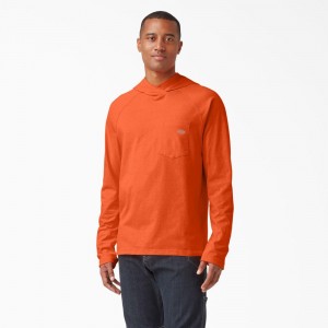 Orange Dickies Cooling Performance Sun Men's Hoodie | 372-BFSKVP