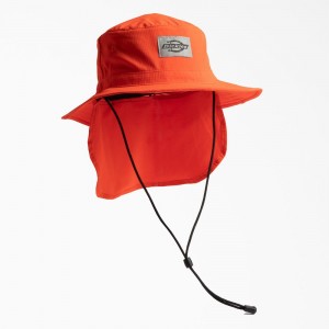 Orange Dickies Full Brim Ripstop Boonie with Neck Shade Men's Hat | 018-NRSWXG