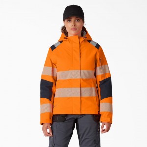 Orange Dickies Hi Vis Insulated Performance Women's Jacket | 827-XZBVMT