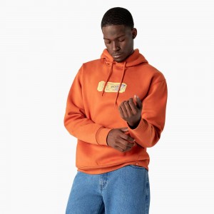 Orange Dickies Paxico Graphic Men's Hoodie | 326-VUAQCP