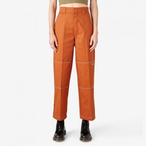 Orange Dickies Relaxed Fit Double Knee Women's Pants | 546-FRTVUI