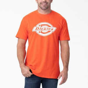 Orange Dickies Short Sleeve Relaxed Fit Graphic Men's T-Shirt | 970-KPULHD