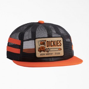 Orange Dickies Work Worthy Mesh Trucker Men's Hat | 641-VRGSIY