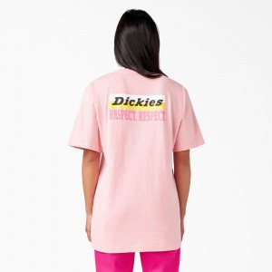 Pink Dickies Breast Cancer Awareness Heavyweight Men's T-Shirt | 527-GUNBXW