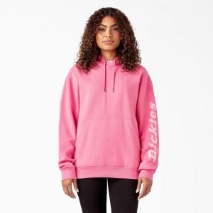 Pink Dickies Breast Cancer Awareness Logo Men's Hoodie | 604-HDVMJI