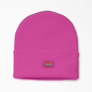 Pink Dickies Cuffed Knit Men's Beanie | 570-WLGAOZ