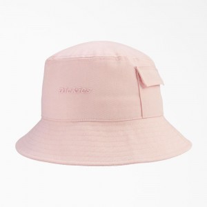 Pink Dickies Script Logo Bucket Men's Hat | 036-CVZANB