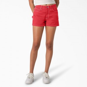 Red Dickies Carpenter Women's Shorts | 782-MOGNSD