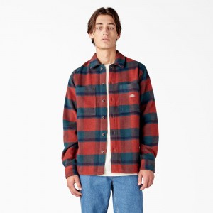 Red Dickies Coaling Wool Blend Men's Shirt | 752-PYQAEO