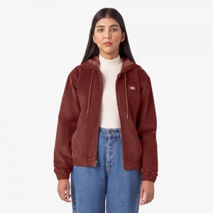 Red Dickies Corduroy Women's Jacket | 805-TMRZYD